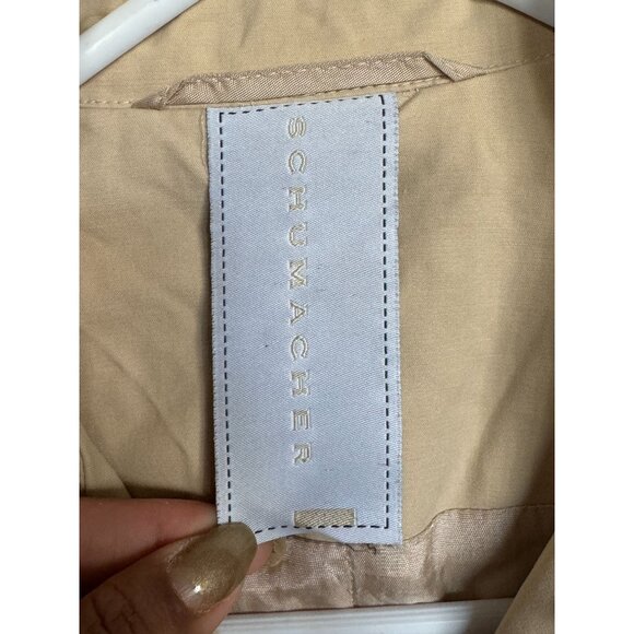 Schumacher Cream Ivory Button Trench Coat Women's Medium knit Trim  j2 - Picture 4 of 9